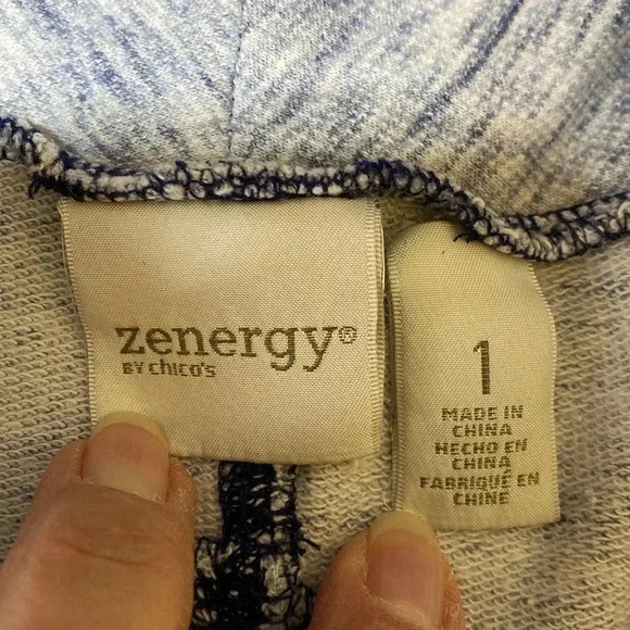 Chico’s Zenergy Heathered Blue Cotton Moto Style Sweatshirt Jacket Size Medium/8 - Picture 4 of 11